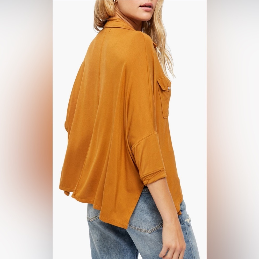We The Free Andy Button-Up Top in Honey Ginger - Size M - Picture 2 of 4